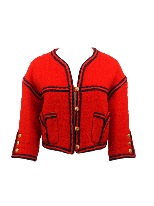 Chanel Red Tweed Coat
