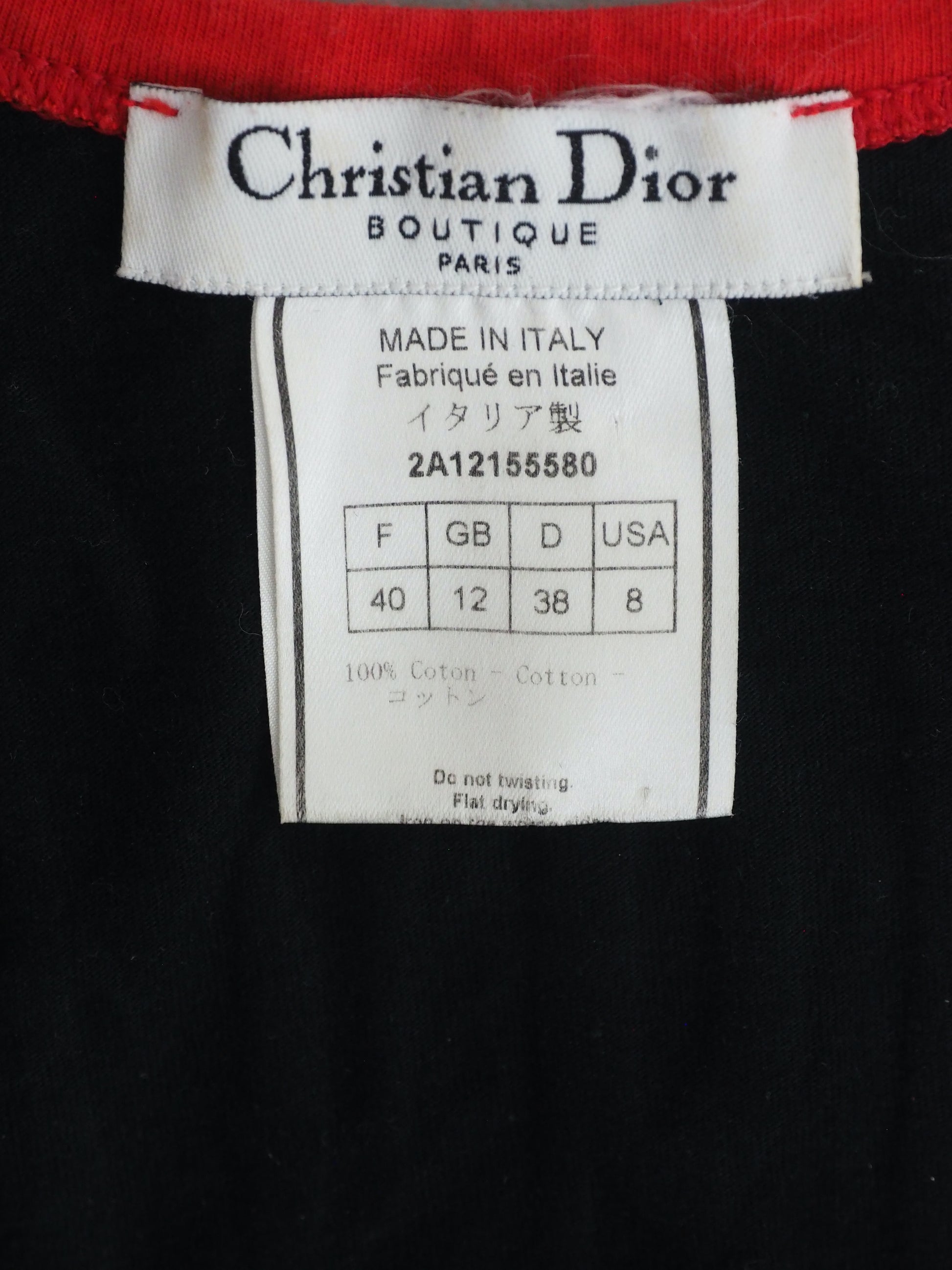 Christian Dior Spring 2002 Black & Red Tank 