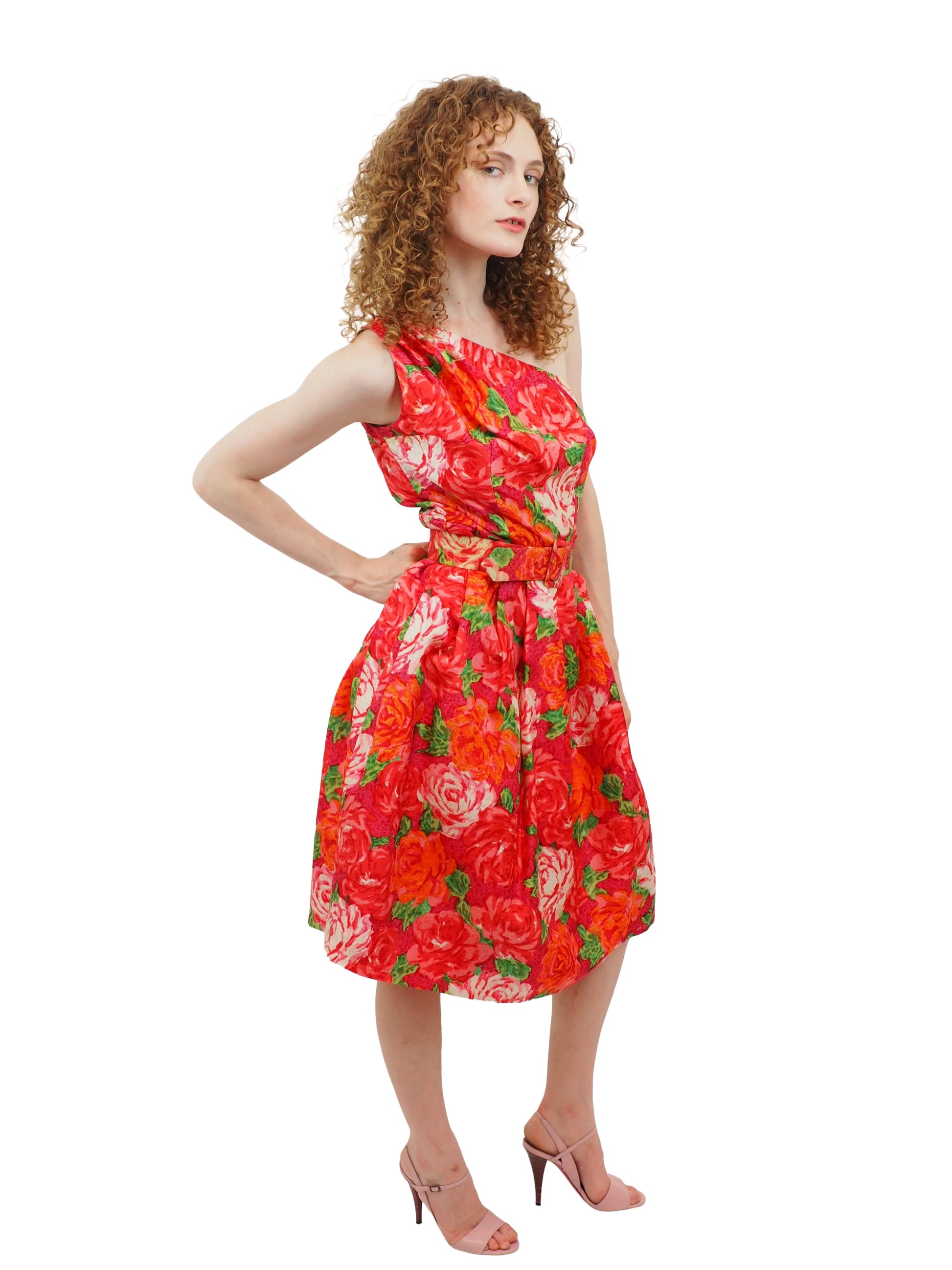 Custom 1960's Silk Floral Dress