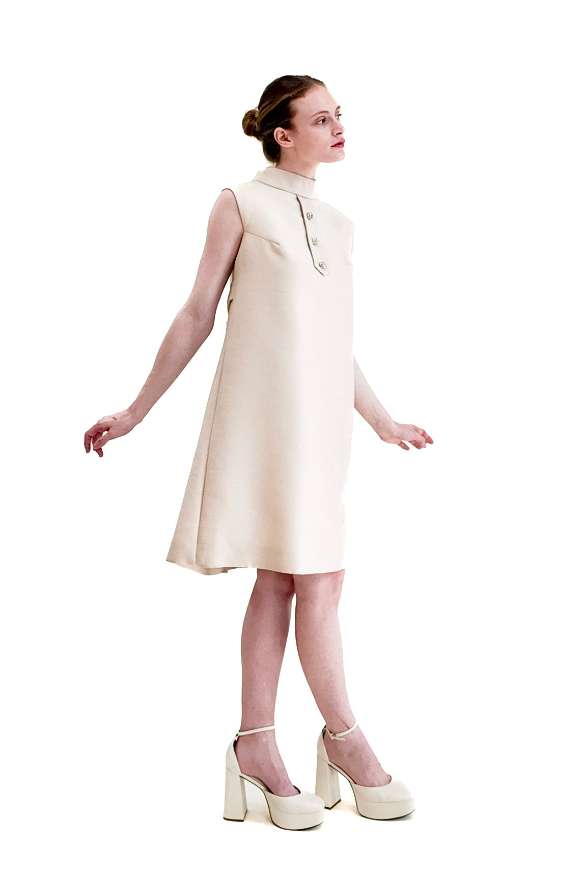 1960's Silk Ivory A- Line Shift Cocktail Dress