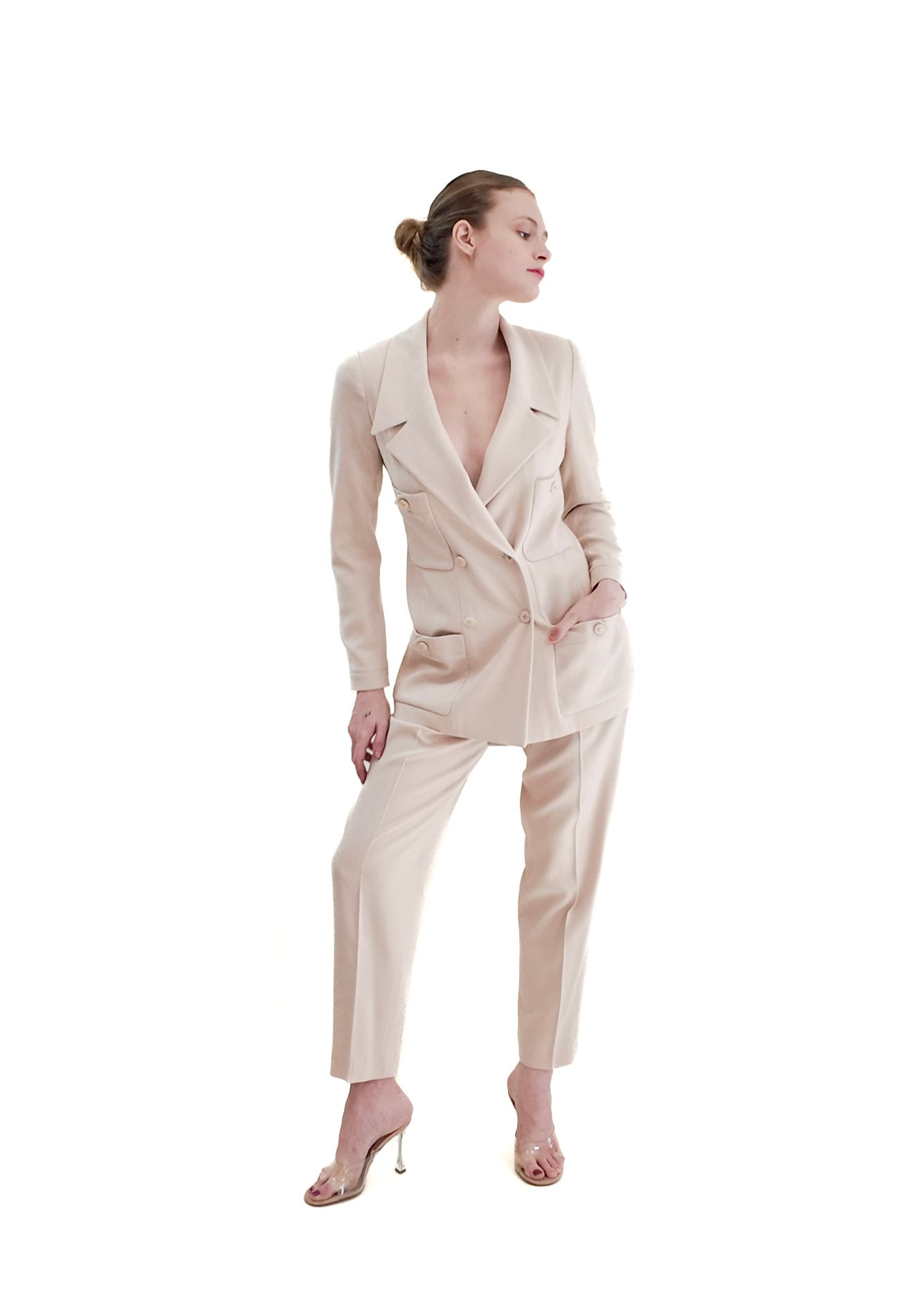 Vintage Chanel 1997 Cruise Cream Pants Suit