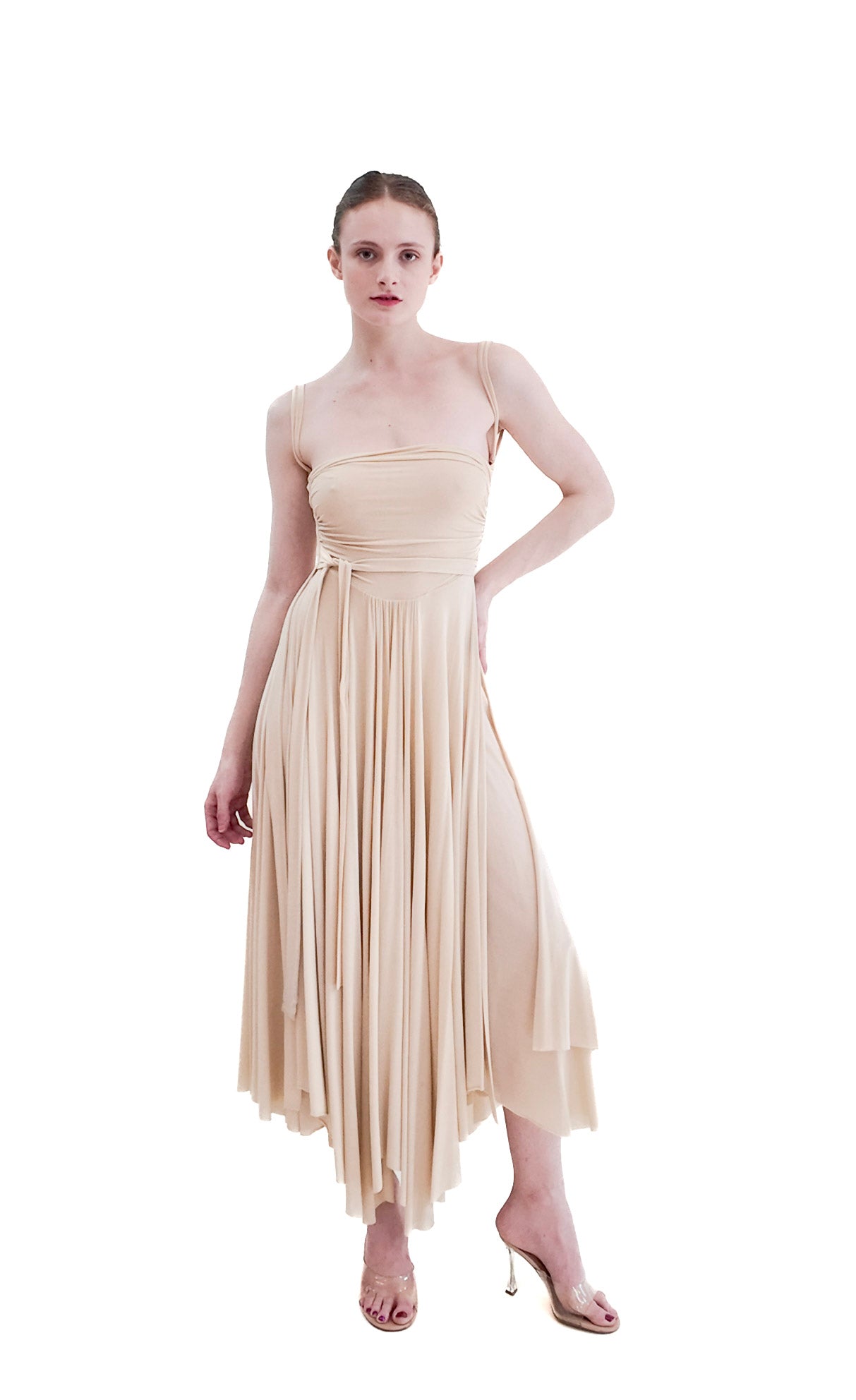 Plein Sud 1990’s Jersey Ivory Grecian Style Dress