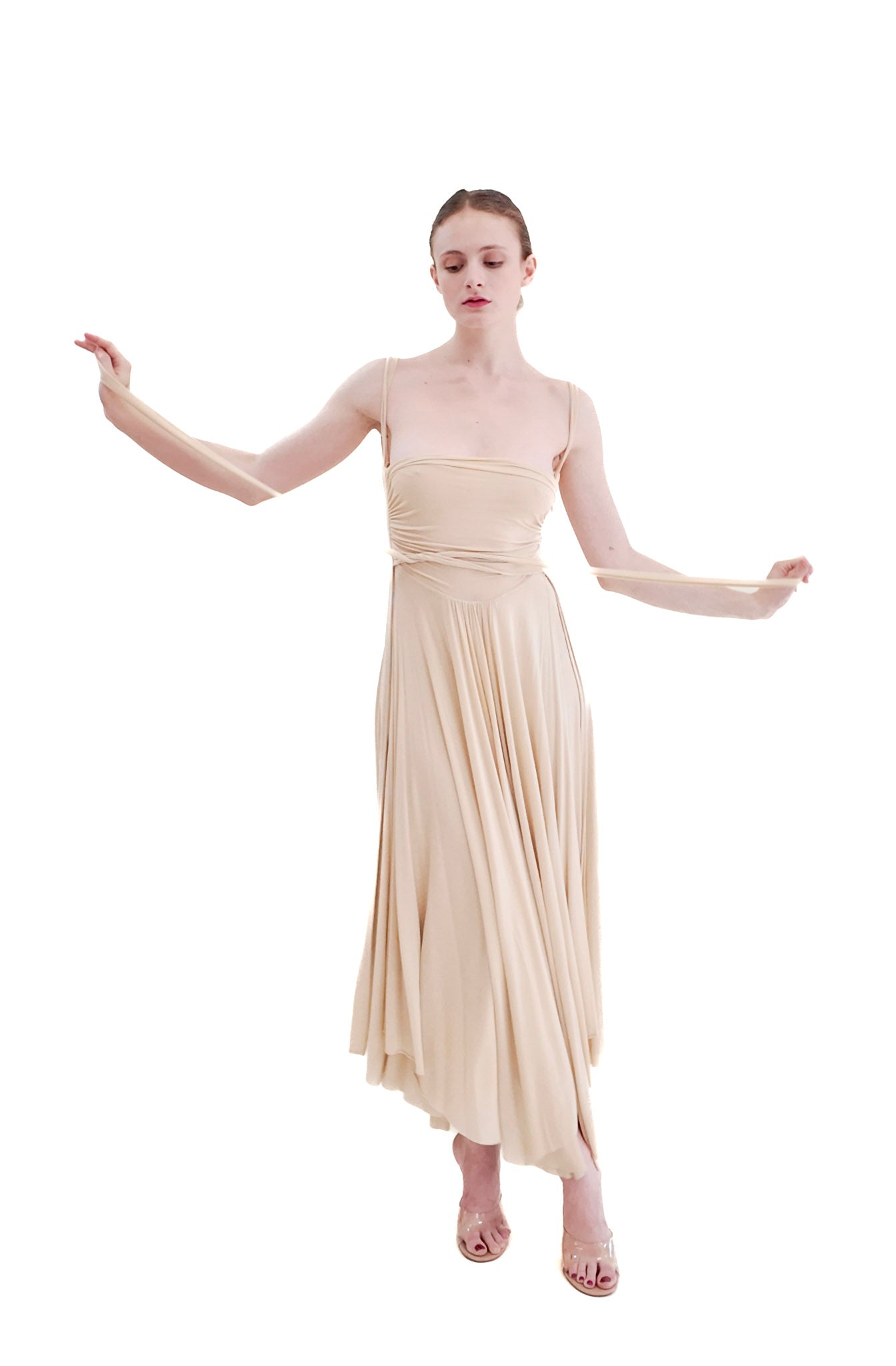 Plein Sud 1990’s Jersey Ivory Grecian Style Dress