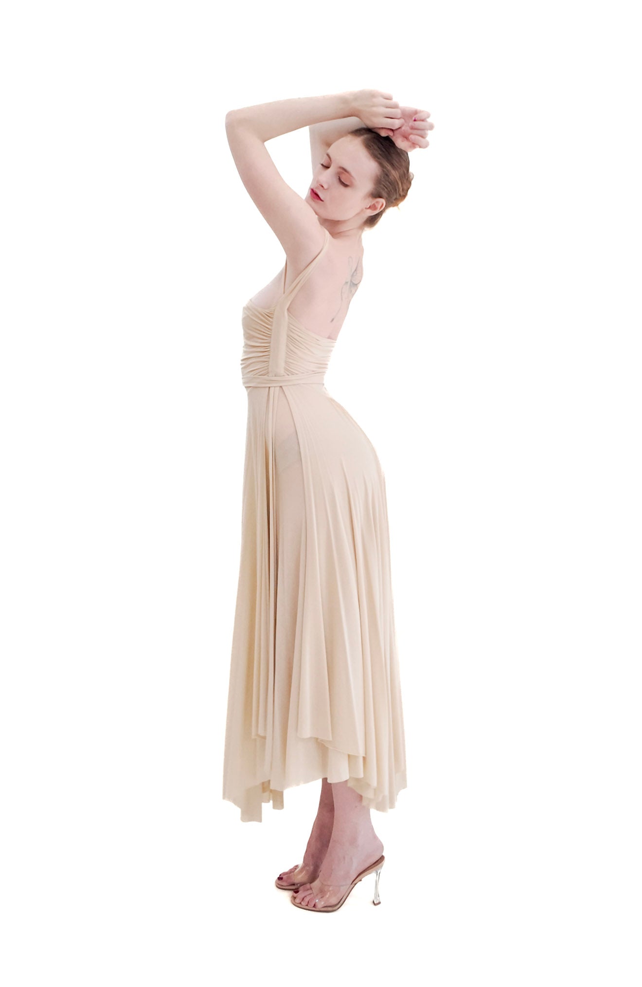 Plein Sud 1990’s Jersey Ivory Grecian Style Dress