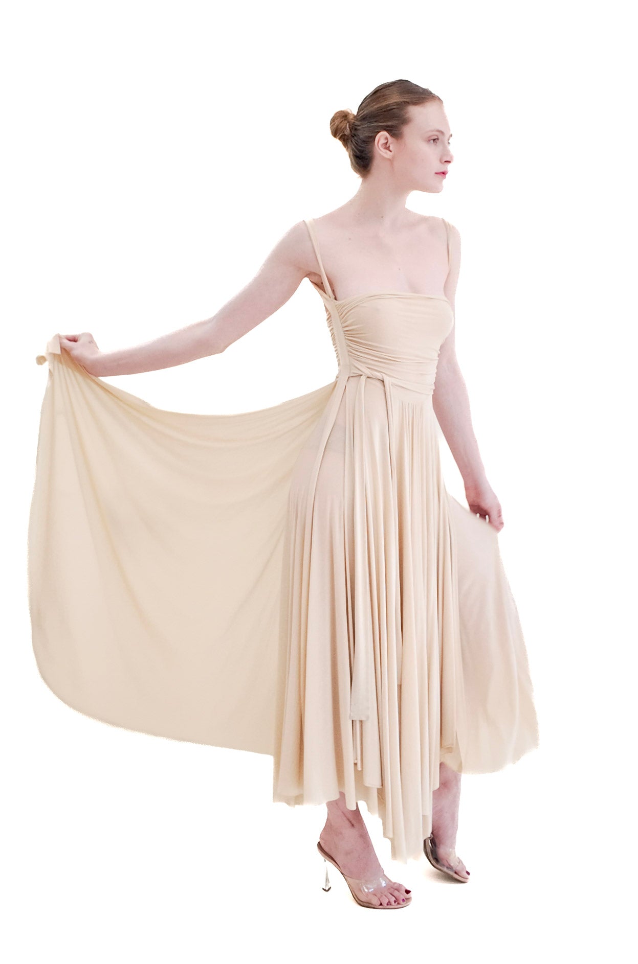 Plein Sud 1990’s Jersey Ivory Grecian Style Dress