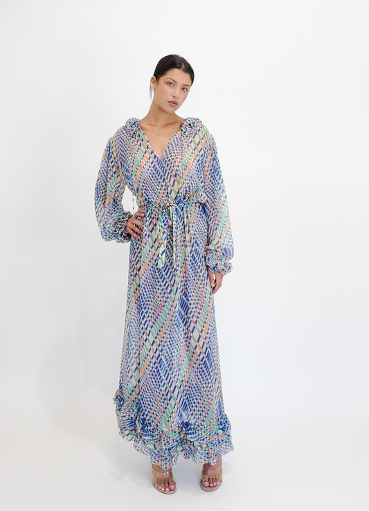 Guy Laroche Silk Printed Dress W Belt - The Kit Vintage
