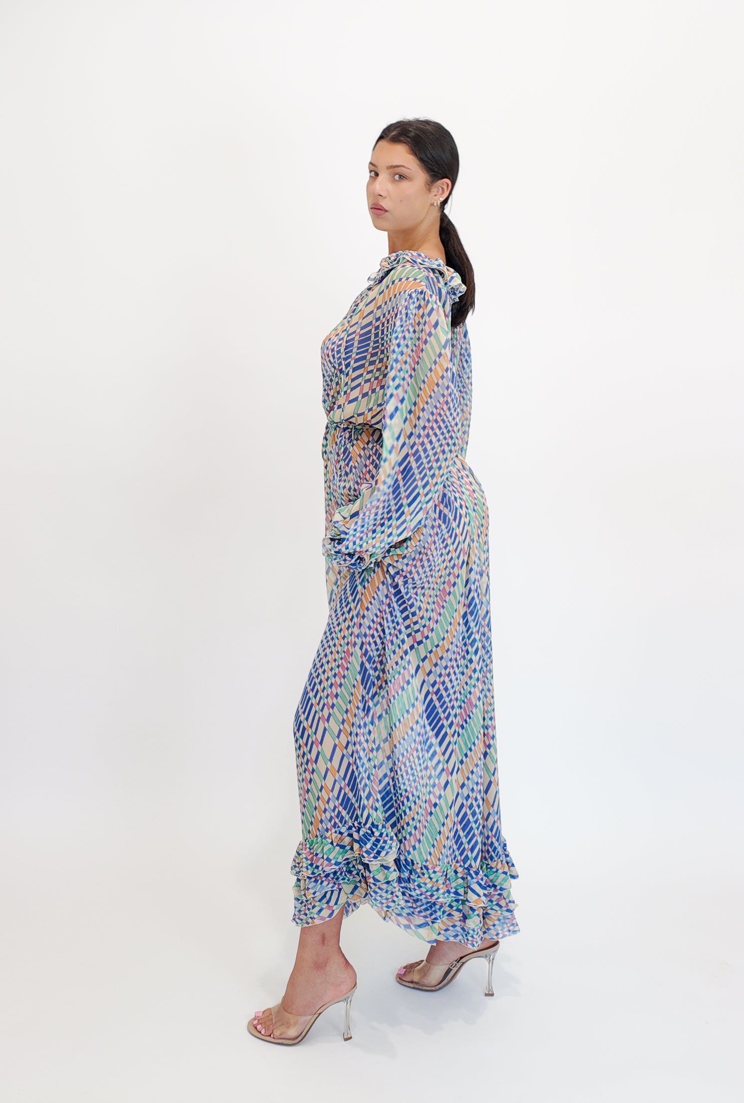 Guy Laroche Silk Printed Dress W Belt - The Kit Vintage
