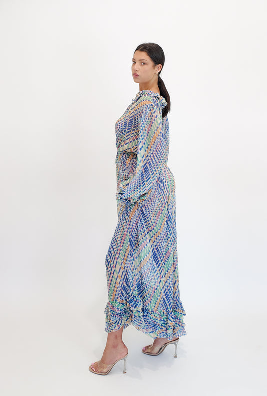 Guy Laroche Silk Printed Dress W Belt - The Kit Vintage