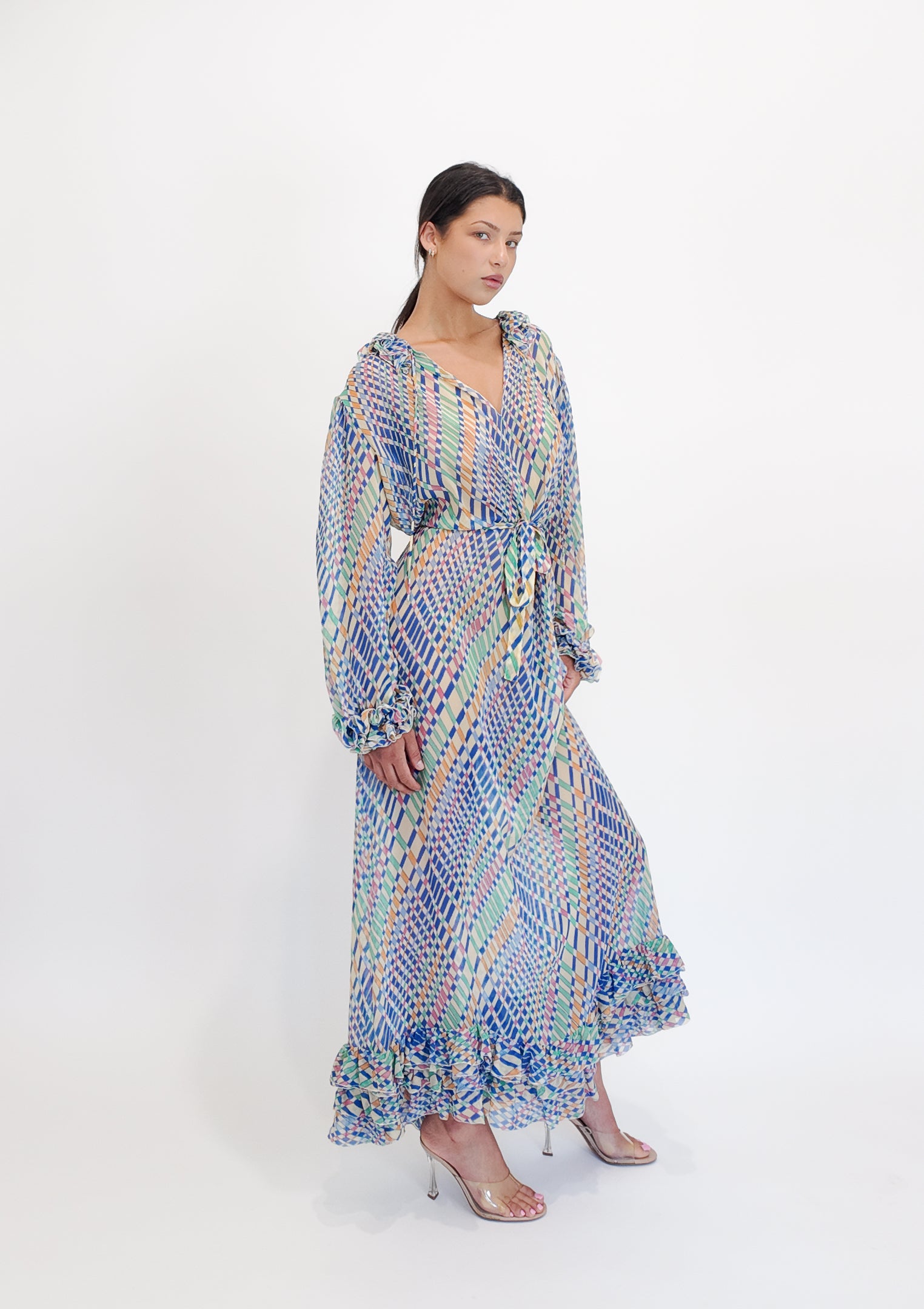 Guy Laroche Silk Printed Dress W Belt - The Kit Vintage