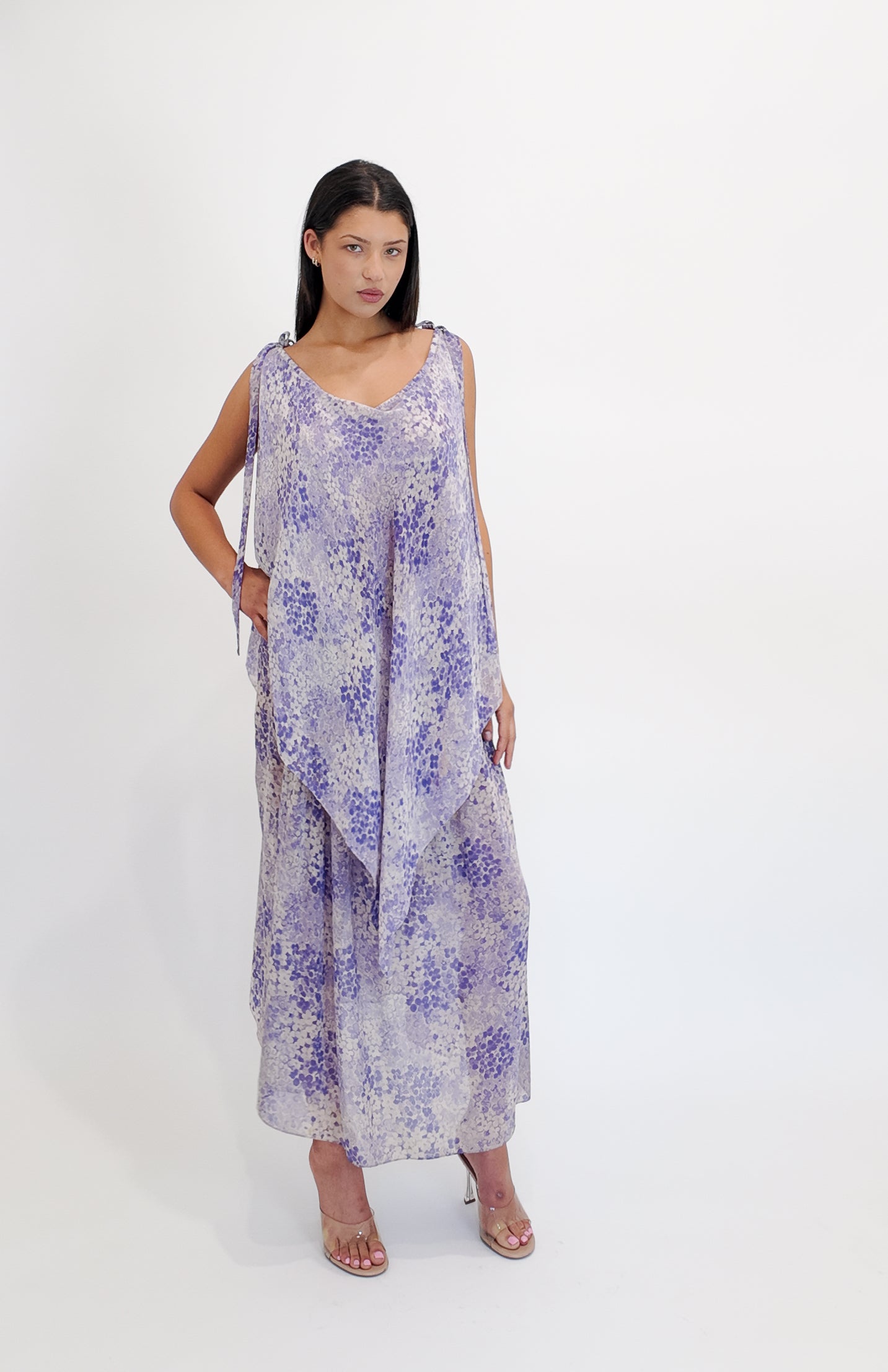Yves Saint Laurent Purple Printed Chiffon Dress, 1976 - The Kit Vintage