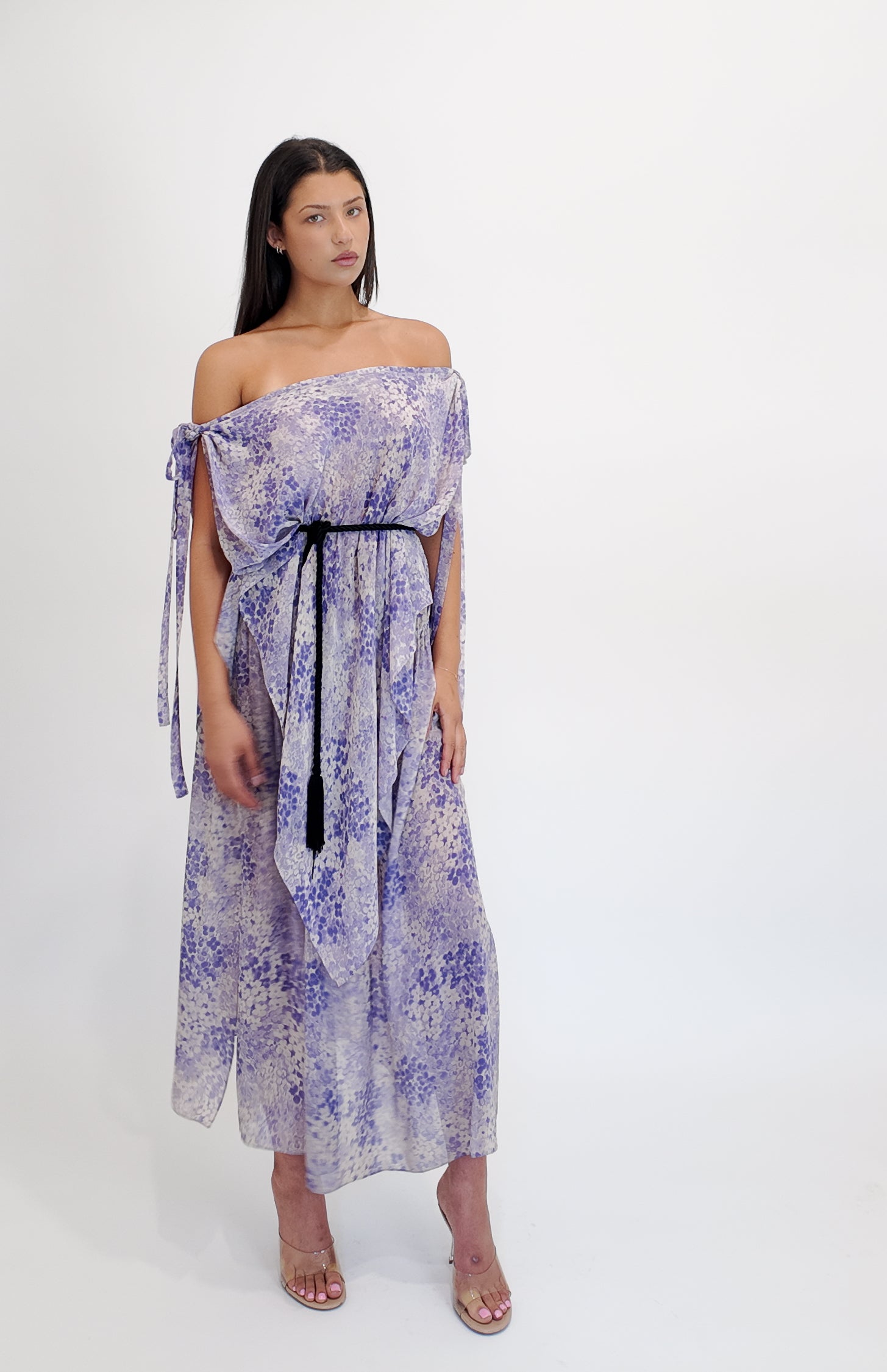 Yves Saint Laurent Purple Printed Chiffon Dress, 1976 - The Kit Vintage