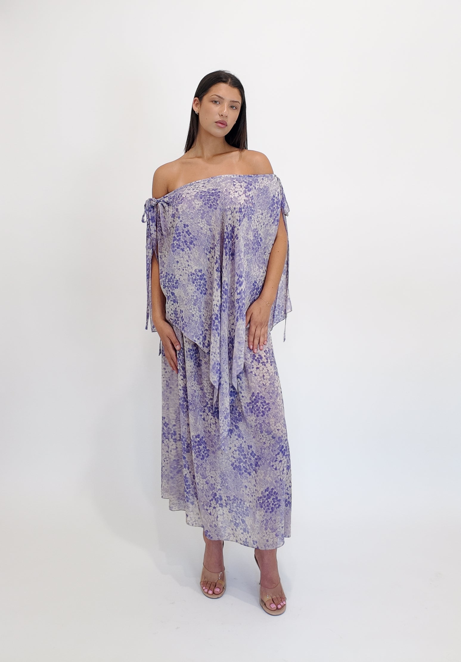 Yves Saint Laurent Purple Printed Chiffon Dress, 1976 - The Kit Vintage
