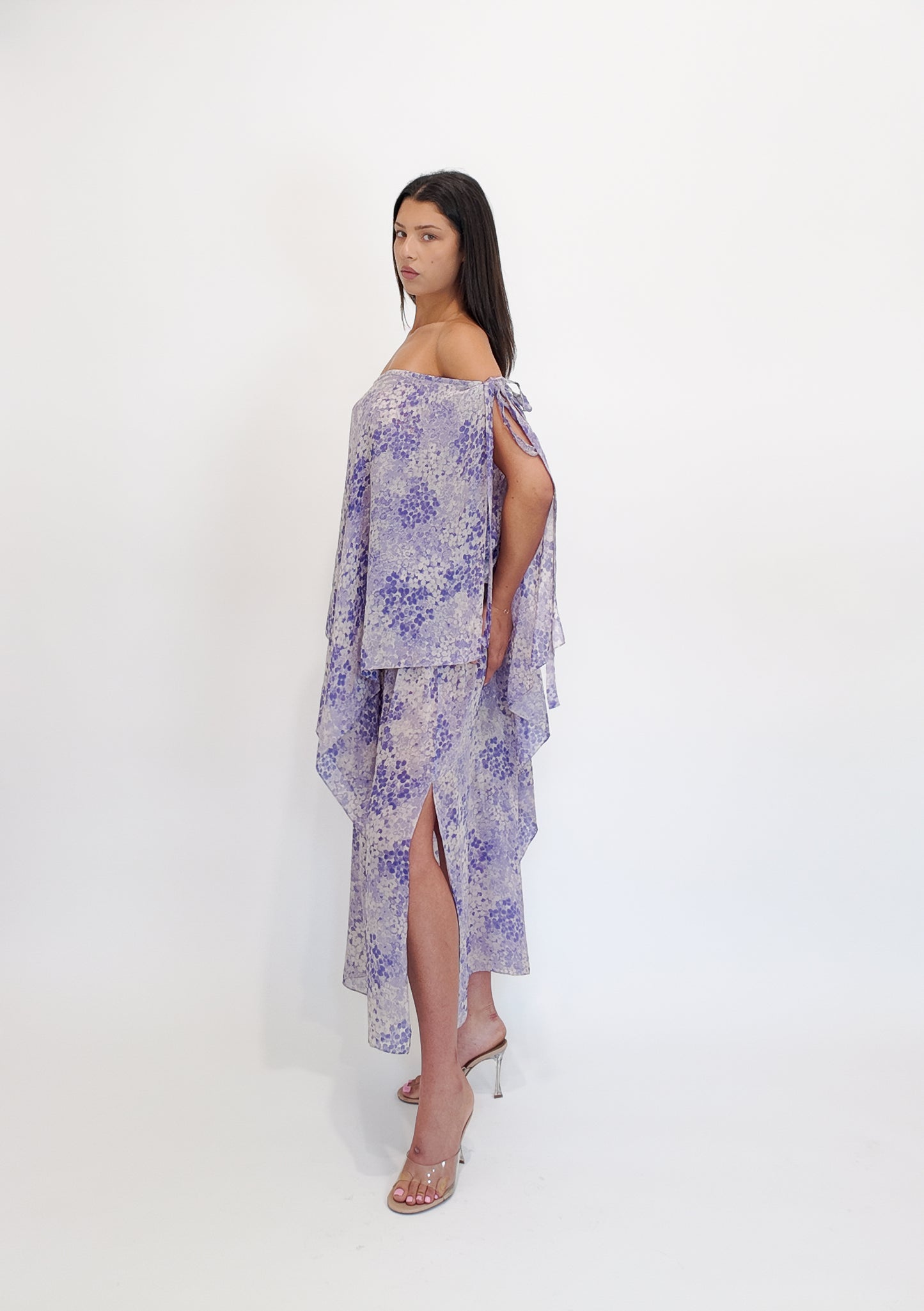 Yves Saint Laurent Purple Printed Chiffon Dress, 1976 - The Kit Vintage