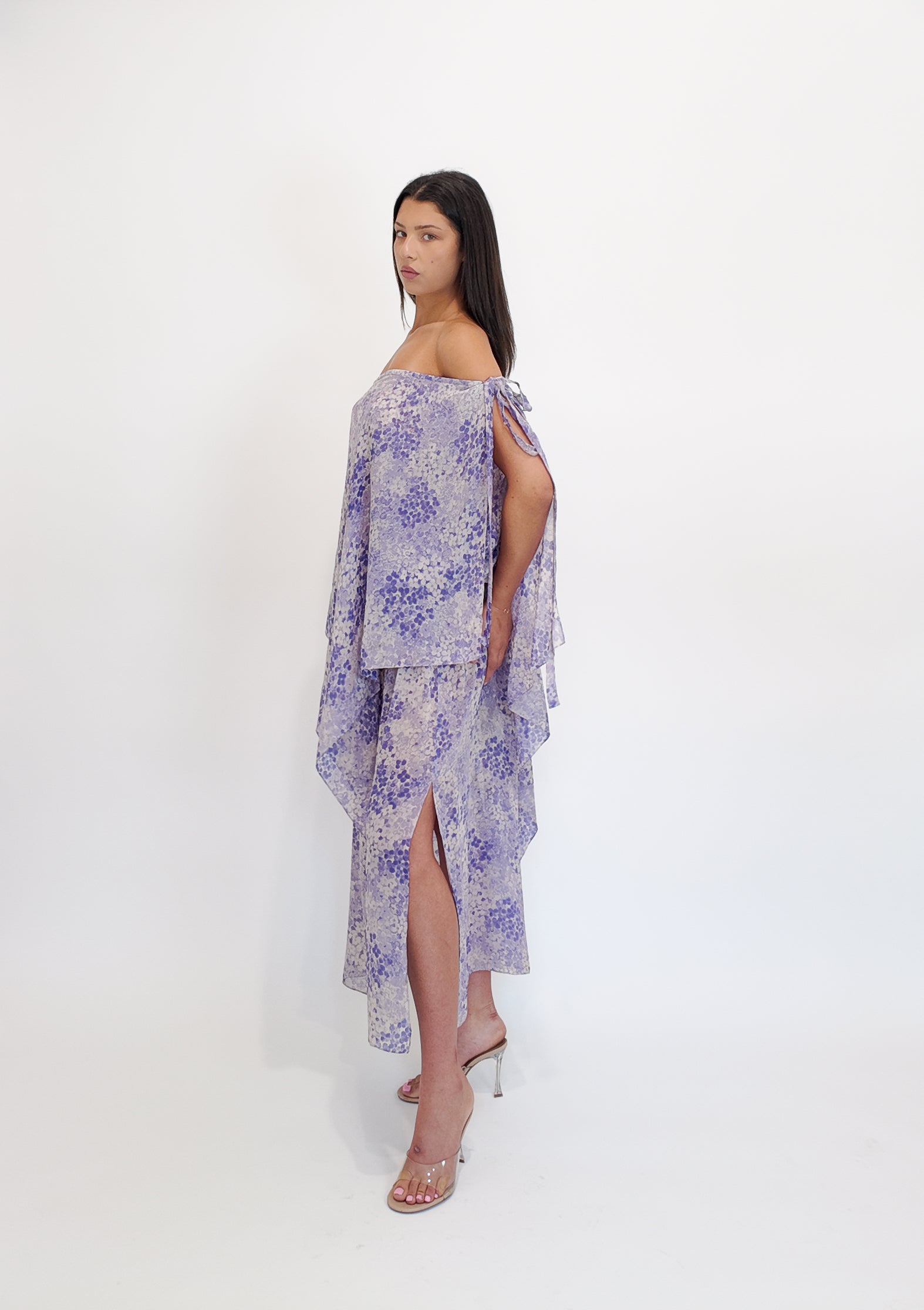 Yves Saint Laurent Purple Printed Chiffon Dress, 1976 - The Kit Vintage