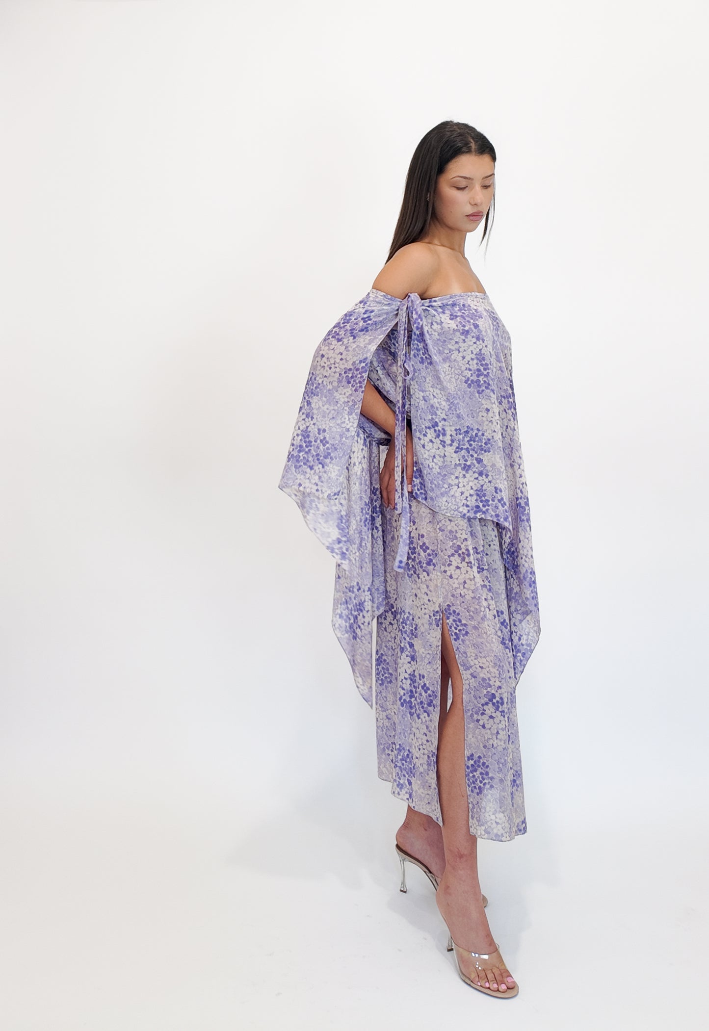 Yves Saint Laurent Purple Printed Chiffon Dress, 1976 - The Kit Vintage