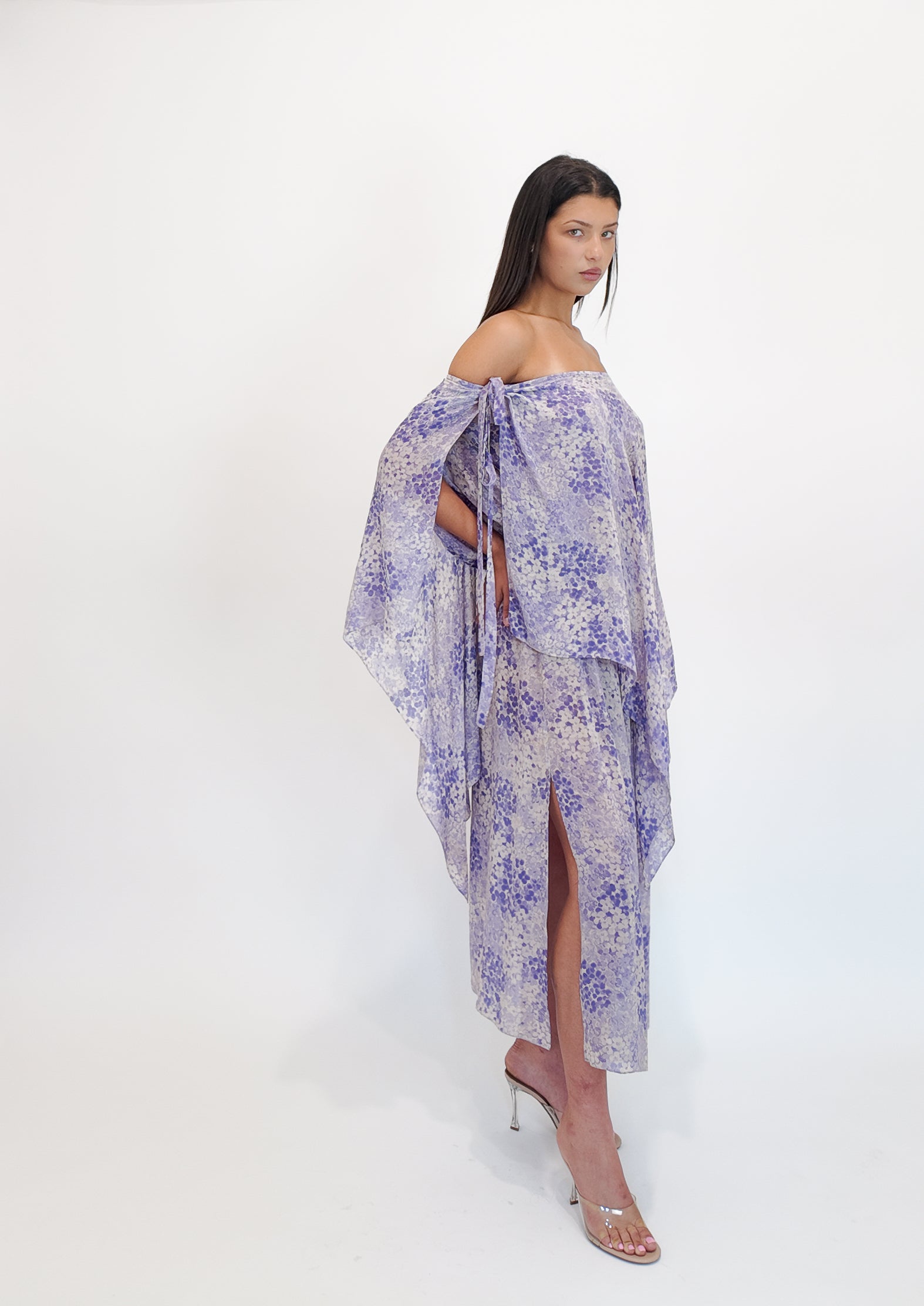 Yves Saint Laurent Purple Printed Chiffon Dress, 1976 - The Kit Vintage