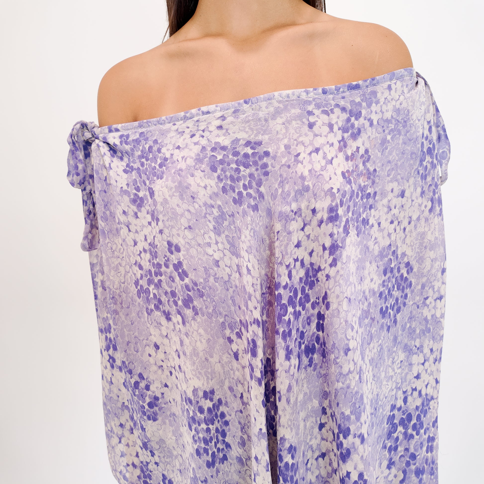 Yves Saint Laurent Purple Printed Chiffon Dress, 1976 - The Kit Vintage