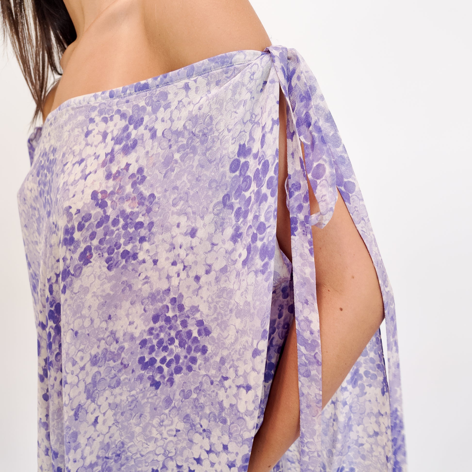 Yves Saint Laurent Purple Printed Chiffon Dress, 1976 - The Kit Vintage