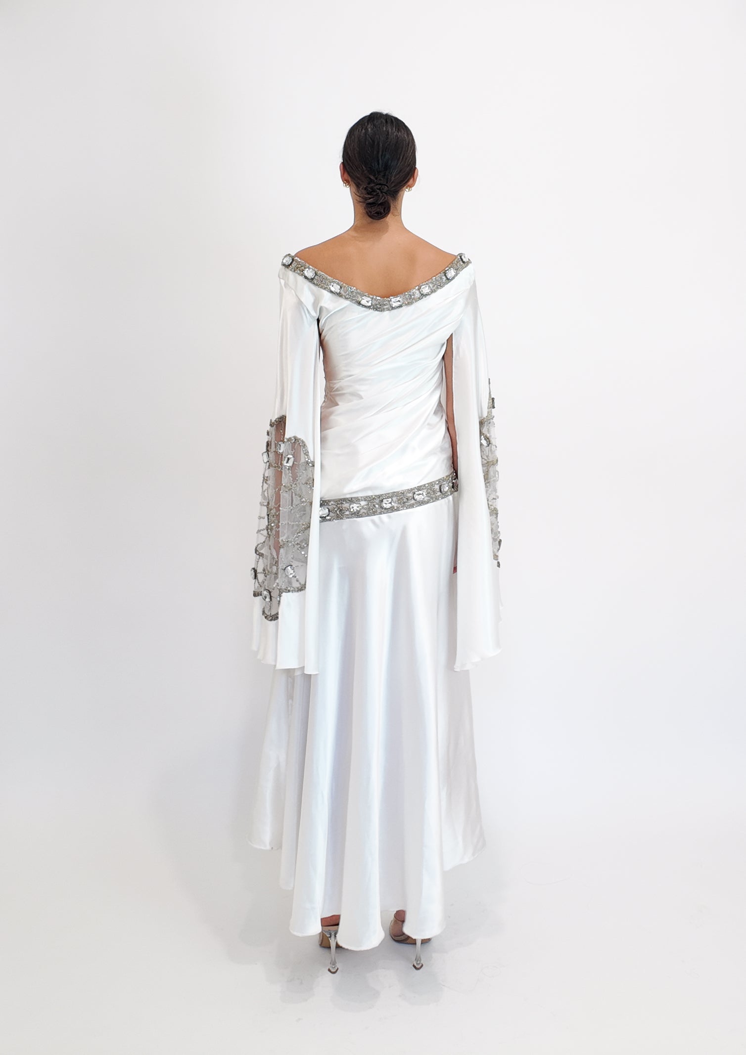 Christian Lacroix Ornamented White Angel Sleeve Dress - The Kit Vintage