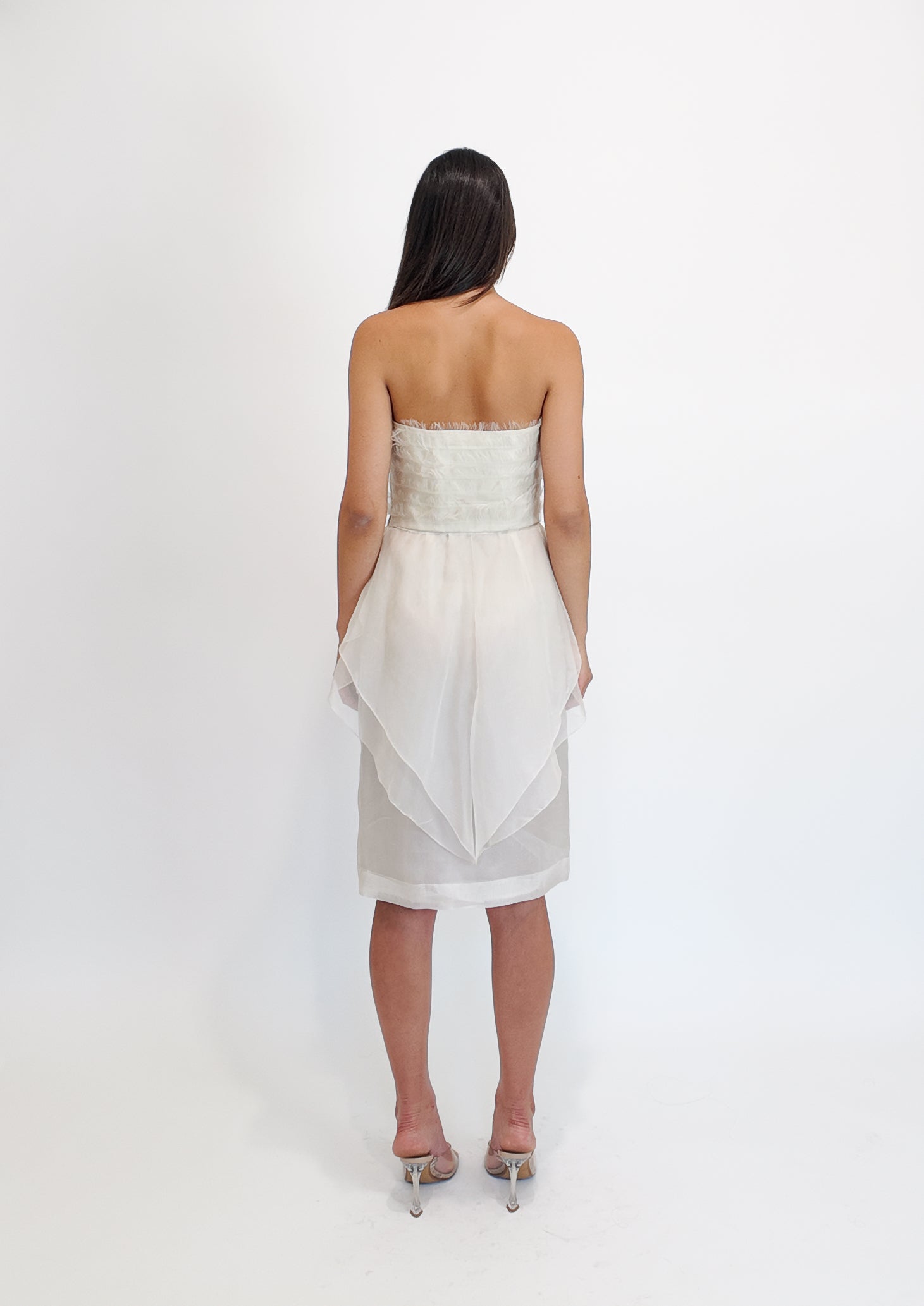 Alberta Ferretti S/S 2013 White Silk Cocktail Peplum Dress - The Kit Vintage