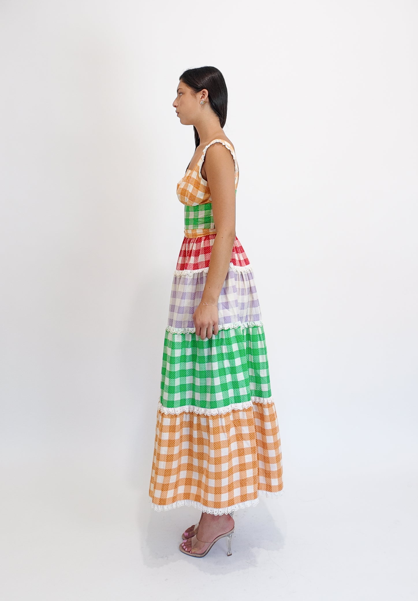1970's Cotton Gingham Dress W Belts - The Kit Vintage