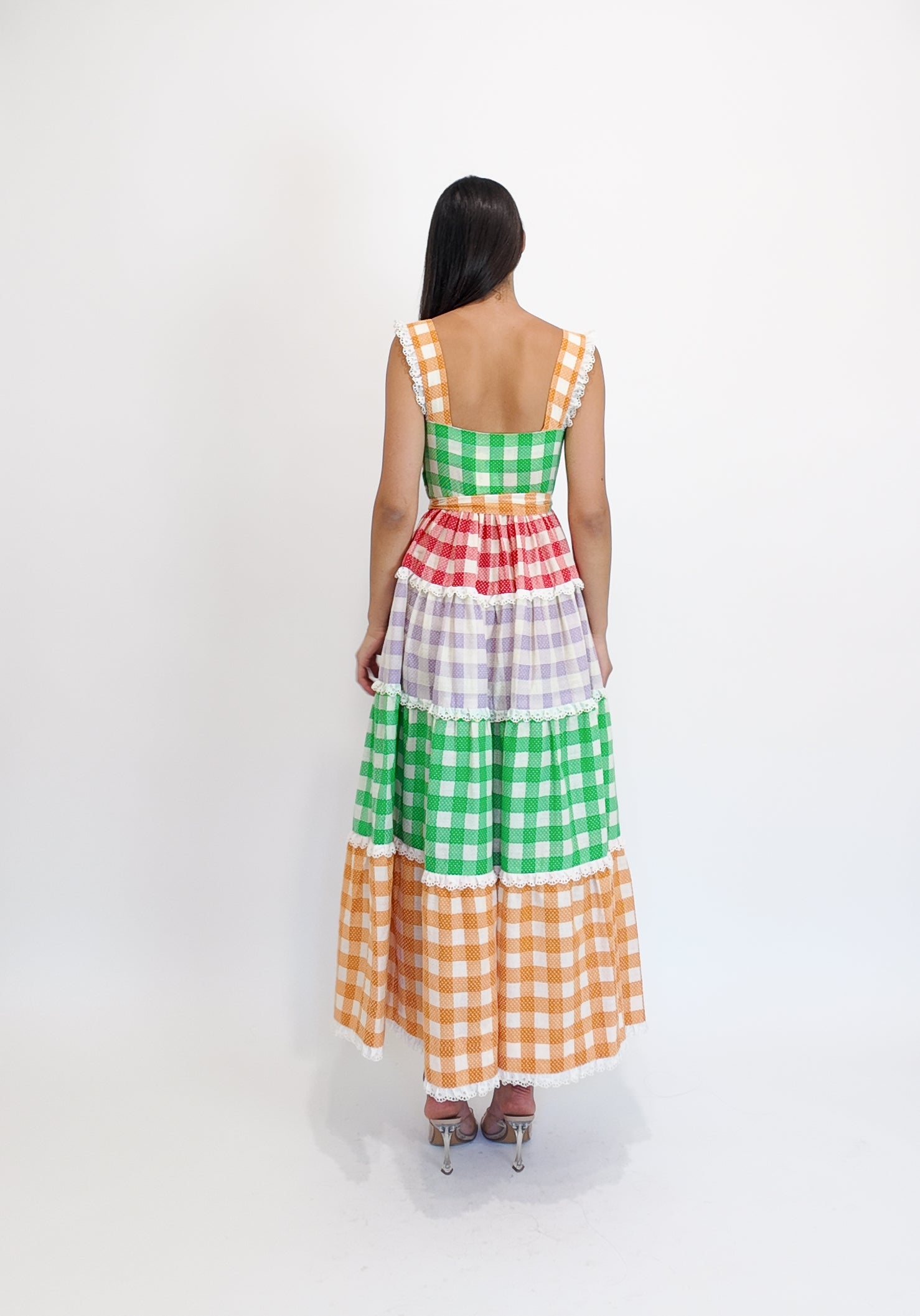 1970's Cotton Gingham Dress W Belts - The Kit Vintage