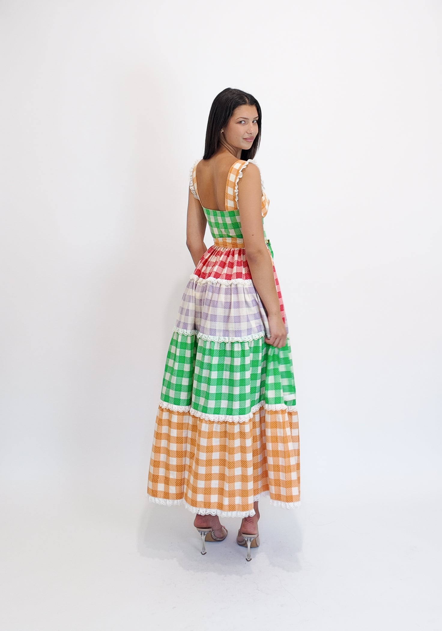 1970's Cotton Gingham Dress W Belts - The Kit Vintage