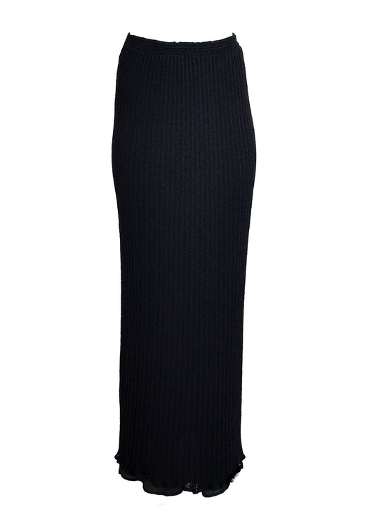 Vintage Missoni Black Ribbed Knit Maxi Skirt