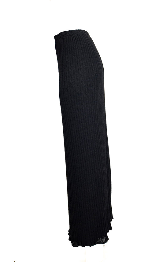 Vintage Missoni Black Ribbed Knit Maxi Skirt
