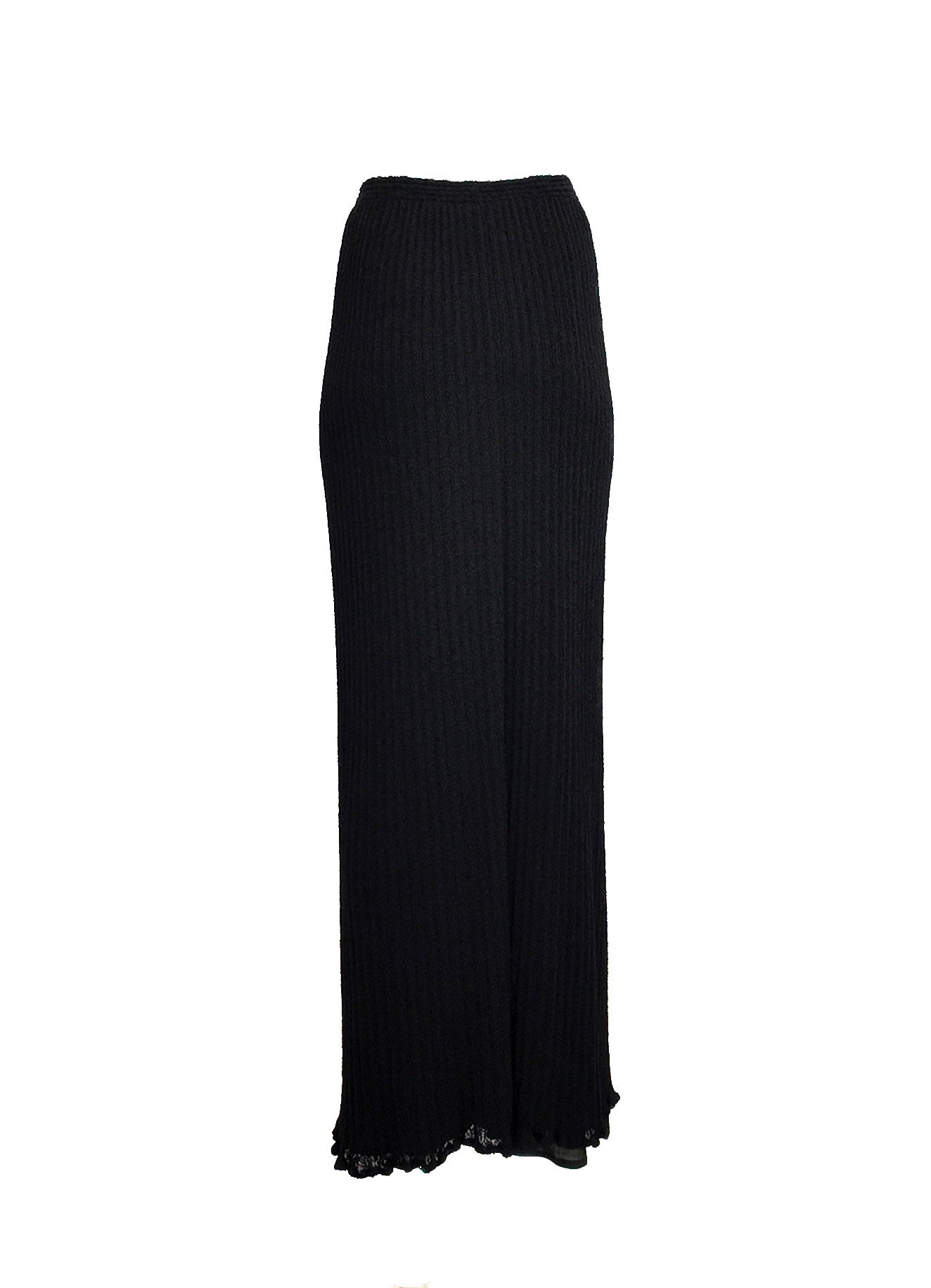 Vintage Missoni Black Ribbed Knit Maxi Skirt