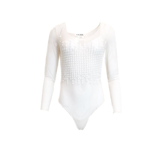 White mesh beaded bodysuit
