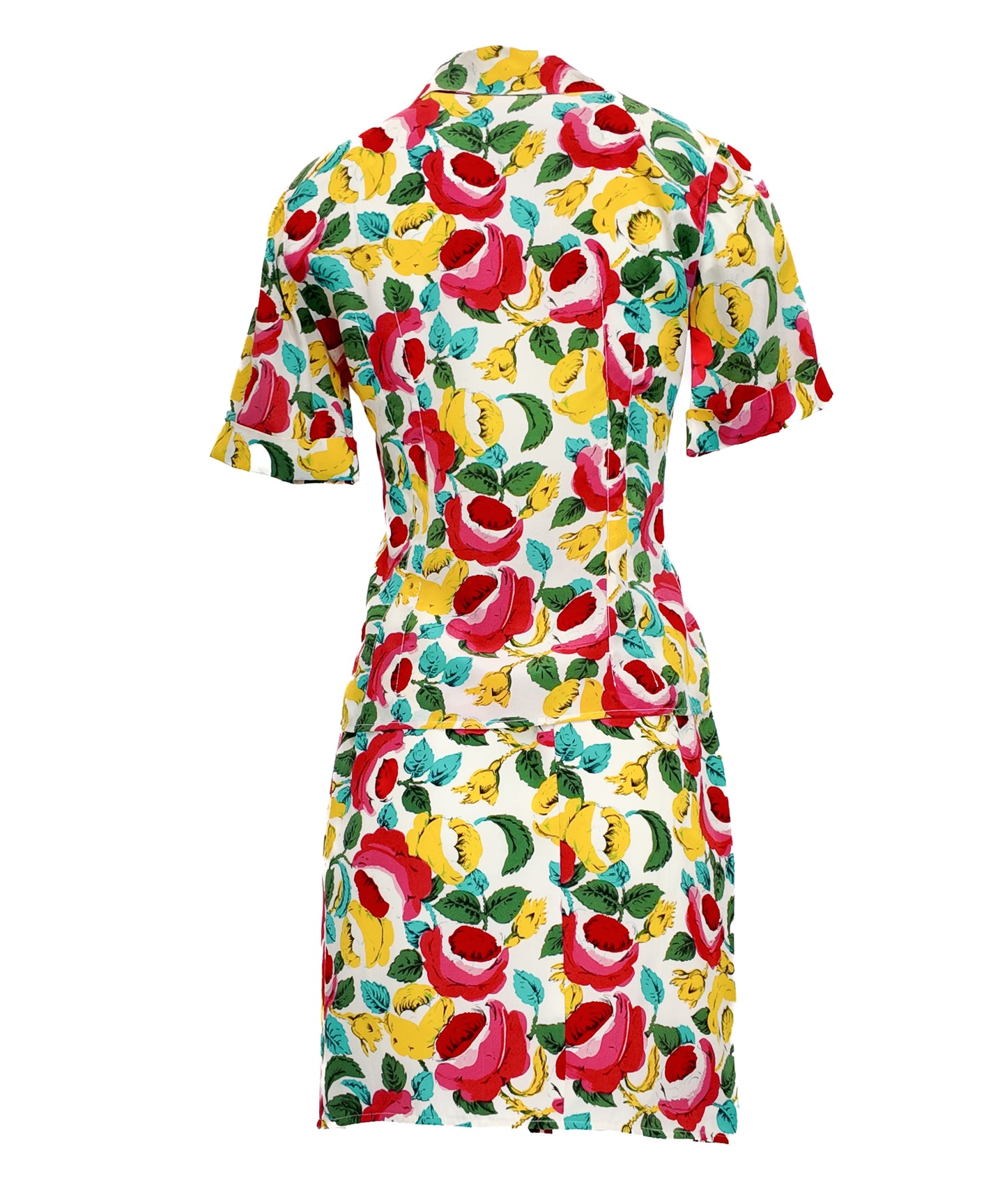 Emanuel Ungaro 1990s Vintage Floral Print Blouse and Skirt Set