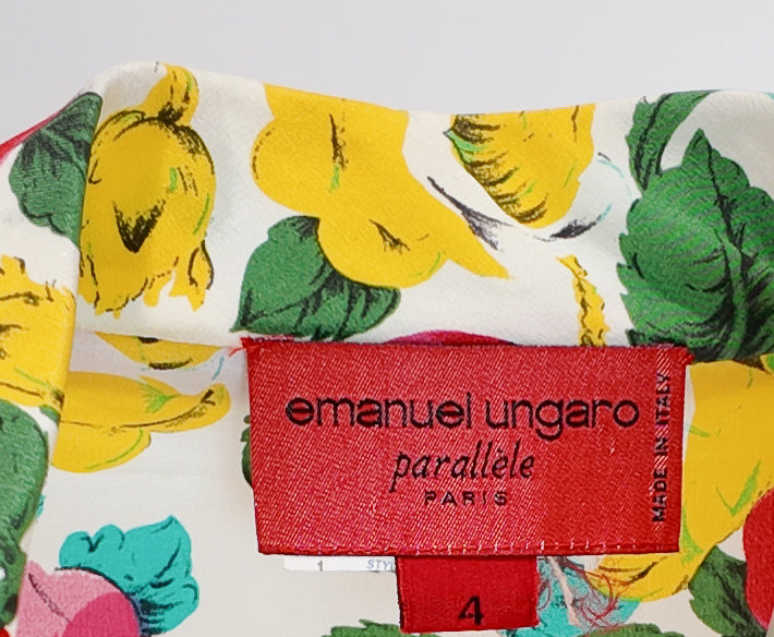 Emanuel Ungaro 1990s Vintage Floral Print Blouse and Skirt Set