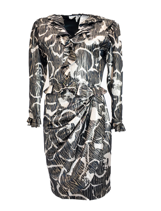 Ungaro Parallele Paris Metallic Skirt and Ruffled Jacket Set