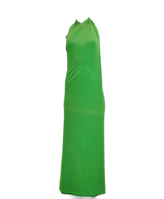 Vintage 1970s Apple Green Shimmer Jersey Wrap Dress With Belt Included