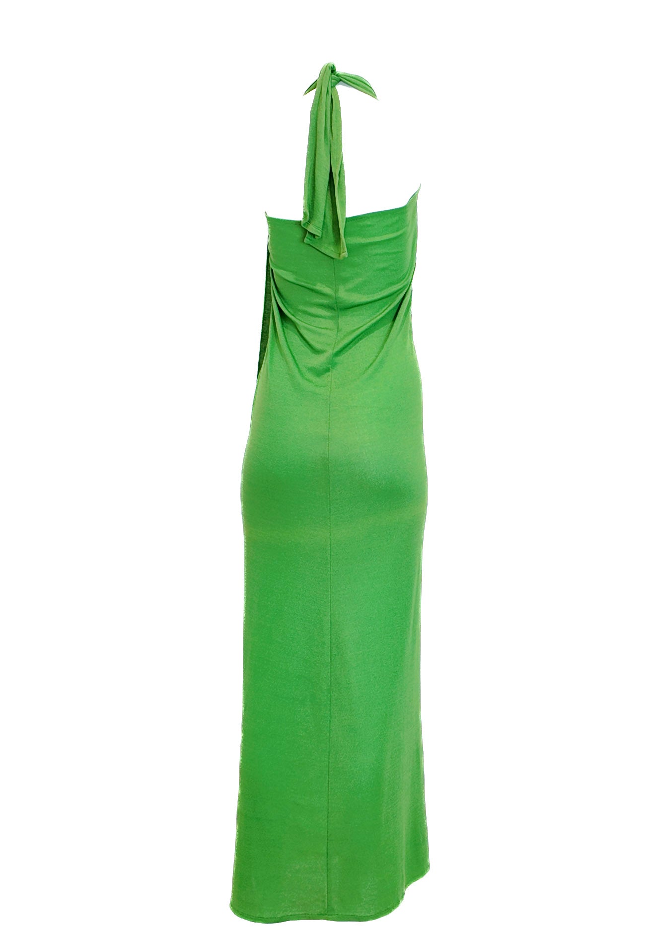 1970s Apple Green Shimmer Jersey Wrap Dress With Belt Included