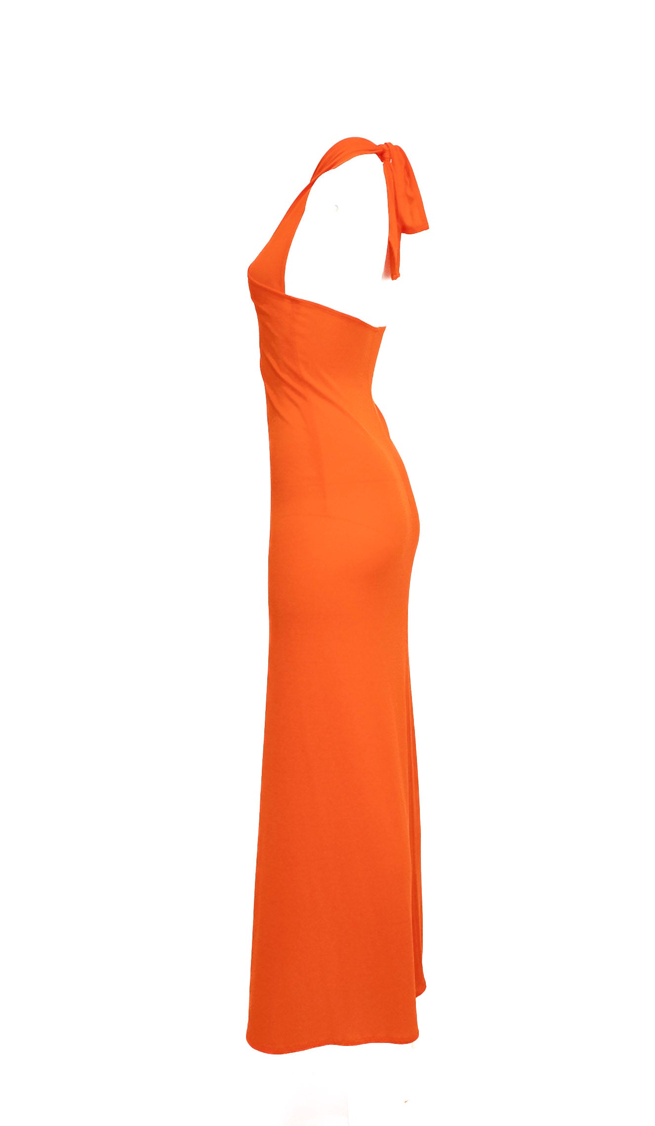 1970s Orange Jersey Wrap Dress