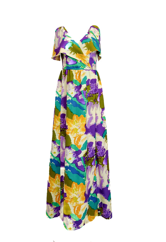 Colorful floral dress on a white background