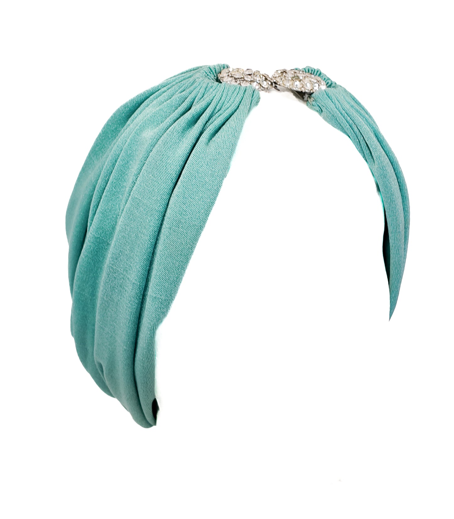 1970s Sky Blue Jersey Wrap Dress with Turban Set