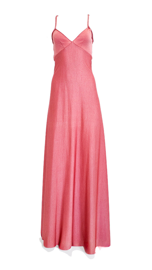 Loris Azzaro braided trim crossback pink dress
