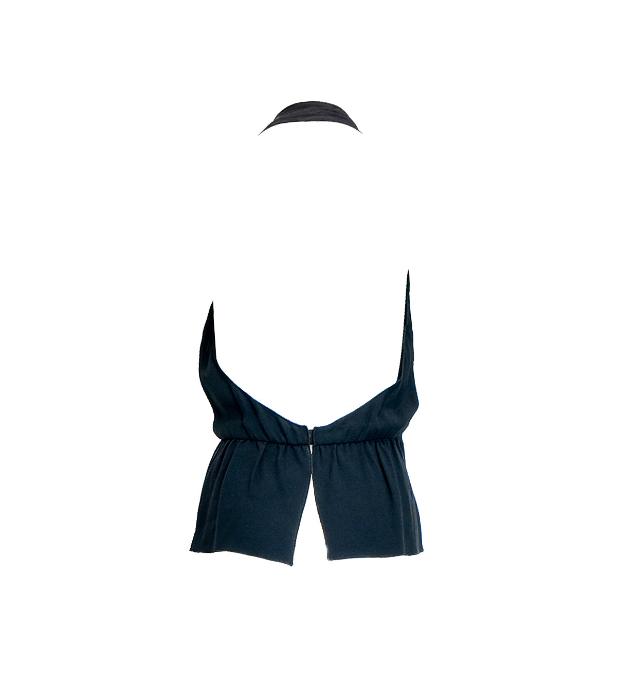 D&G Black Open Back Halter Top with Rosettes
