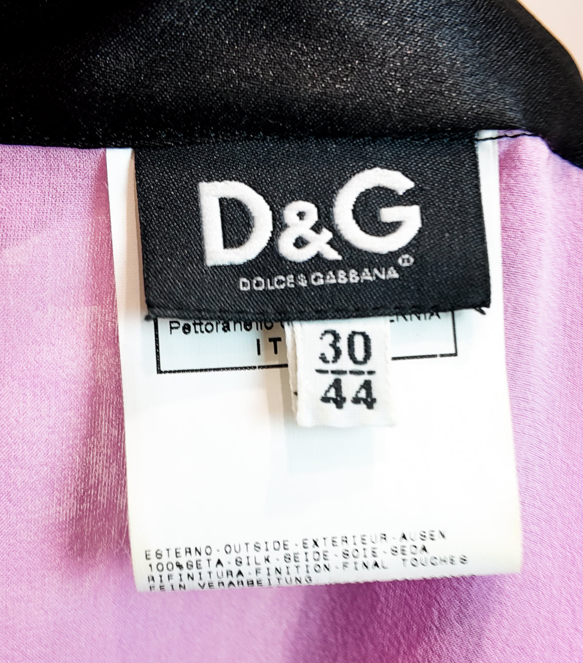 D&G Pink Long Sleeve Button Down Lace Trim Blouse