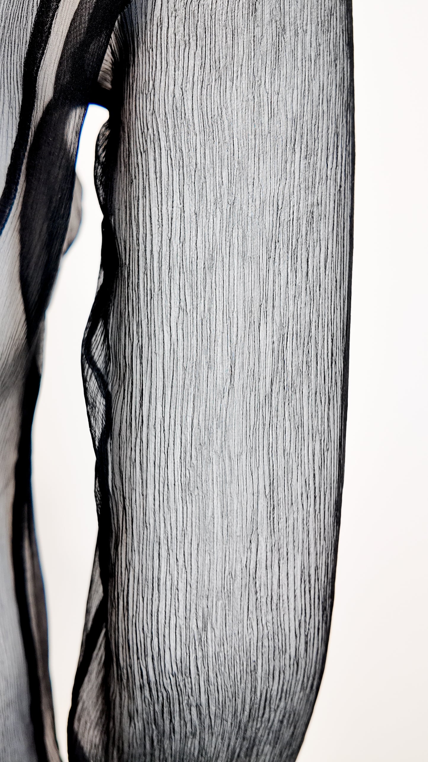 D&G Black Sheer Button Down Blouse with Ruffled Sleeves
