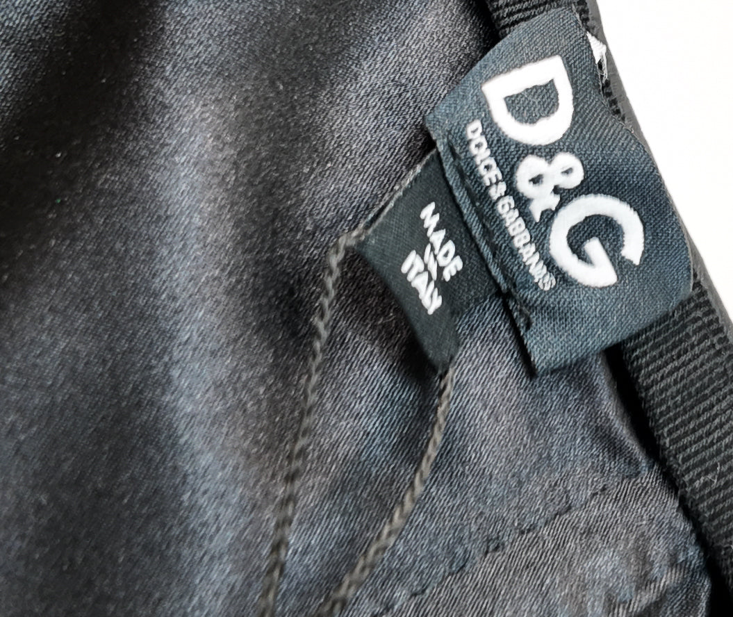 D&G 2007 Black Vinyl Patent Leather Bustier with Satin Ribbon