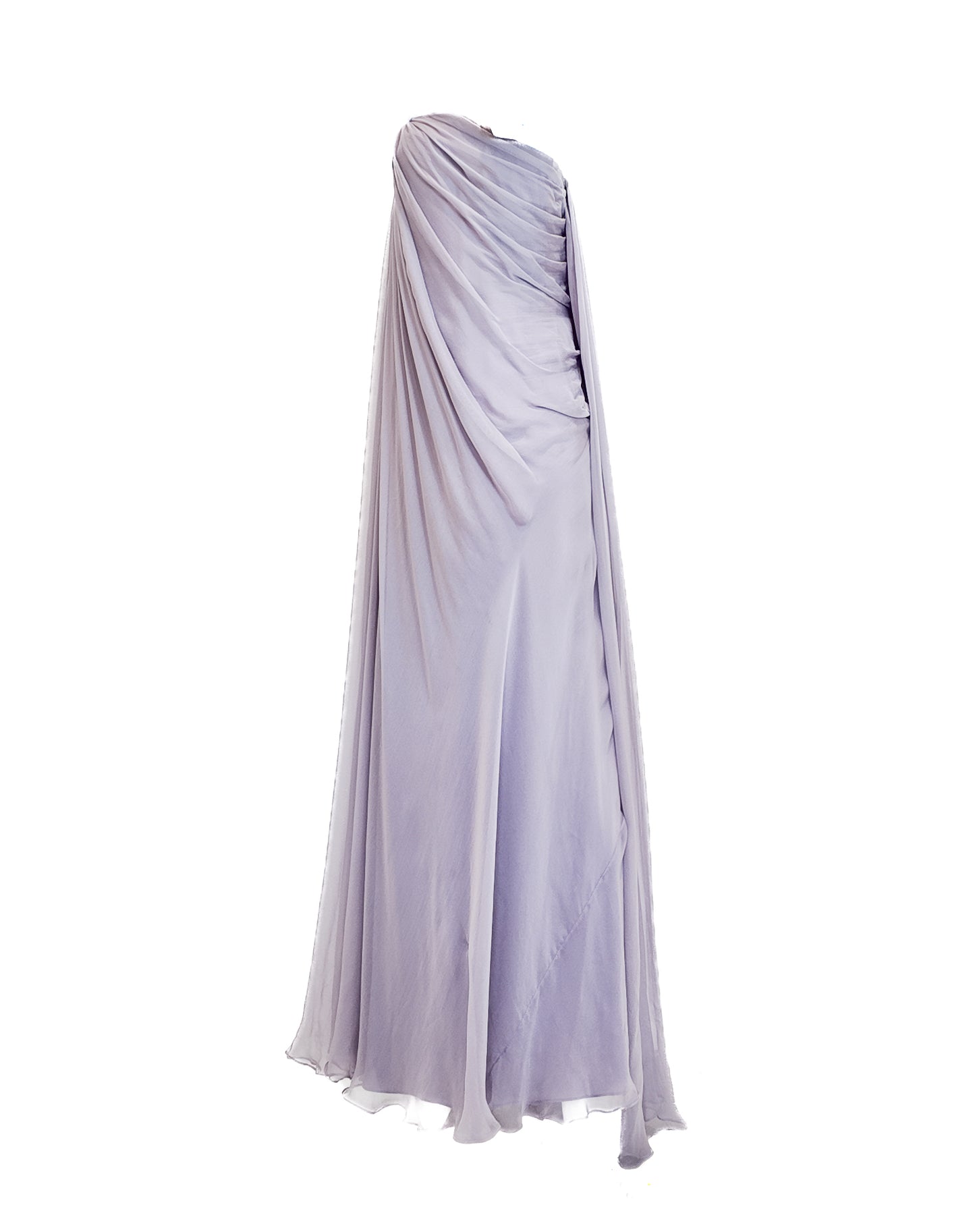 Alexander McQueen 2011 Lavender Silk Chiffon Strapless Gown