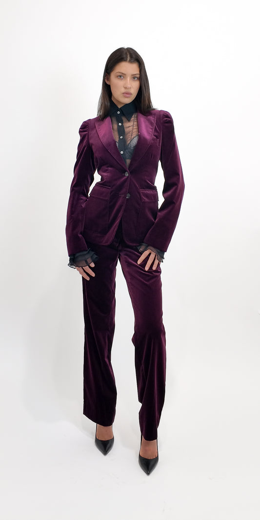 Gucci 2007 Cranberry Red Velvet Womens Pants Suit