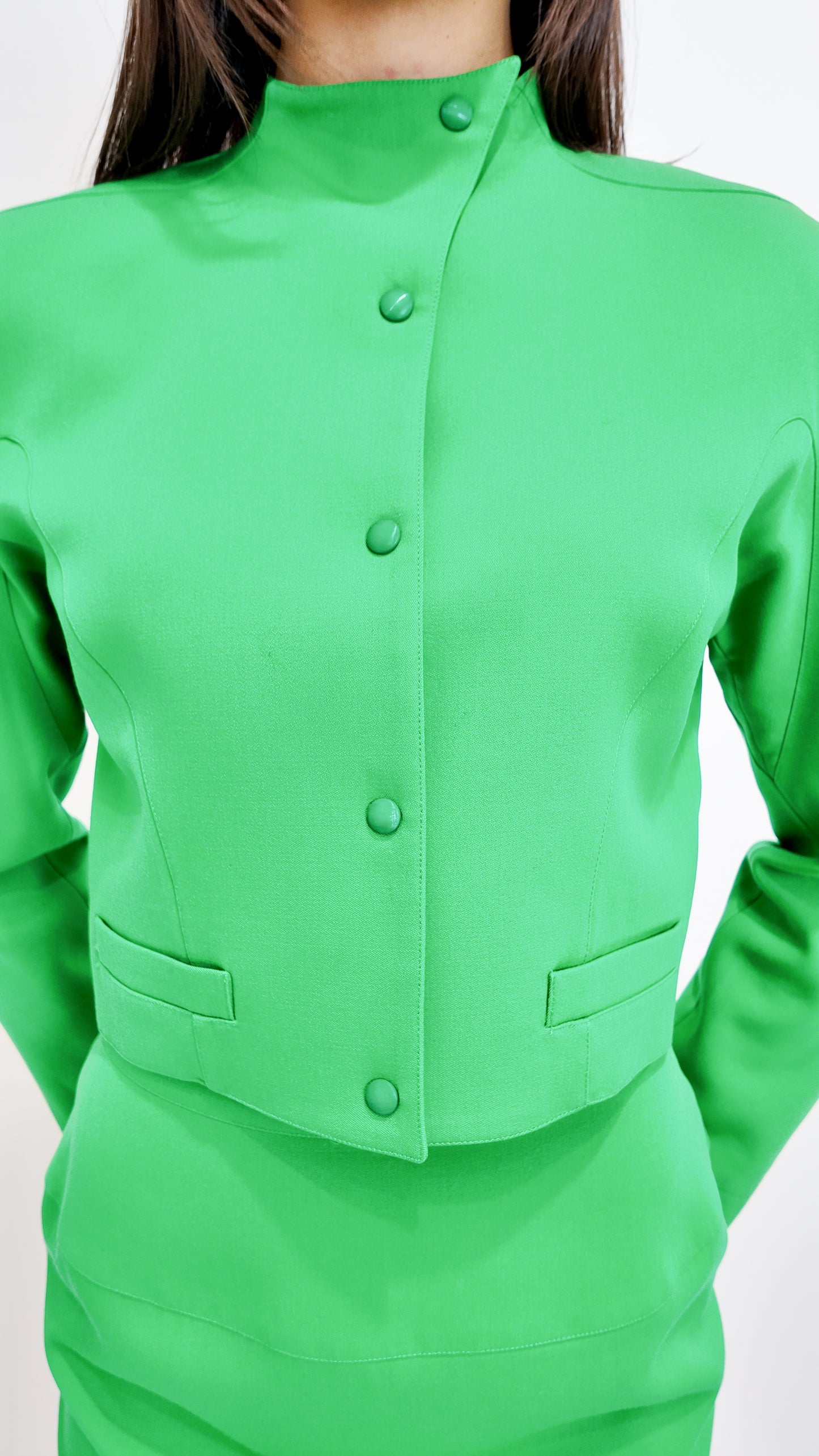 Thierry Mugler Vintage Kelly Green Jacket and Skirt Suit