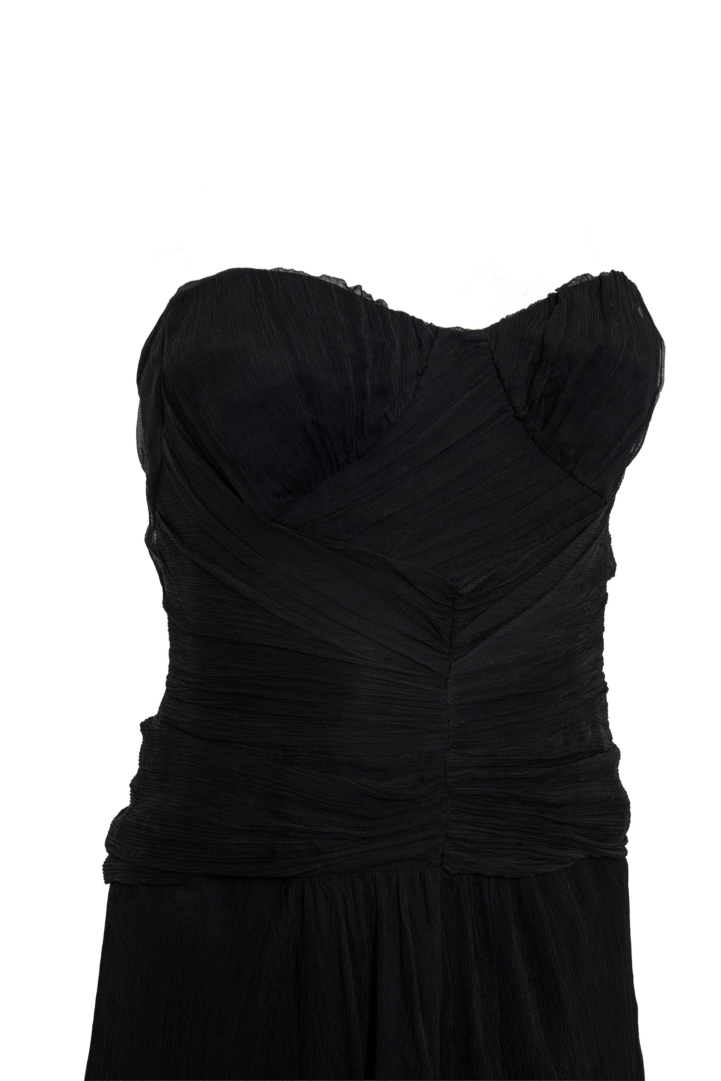Black strapless dress on a white background