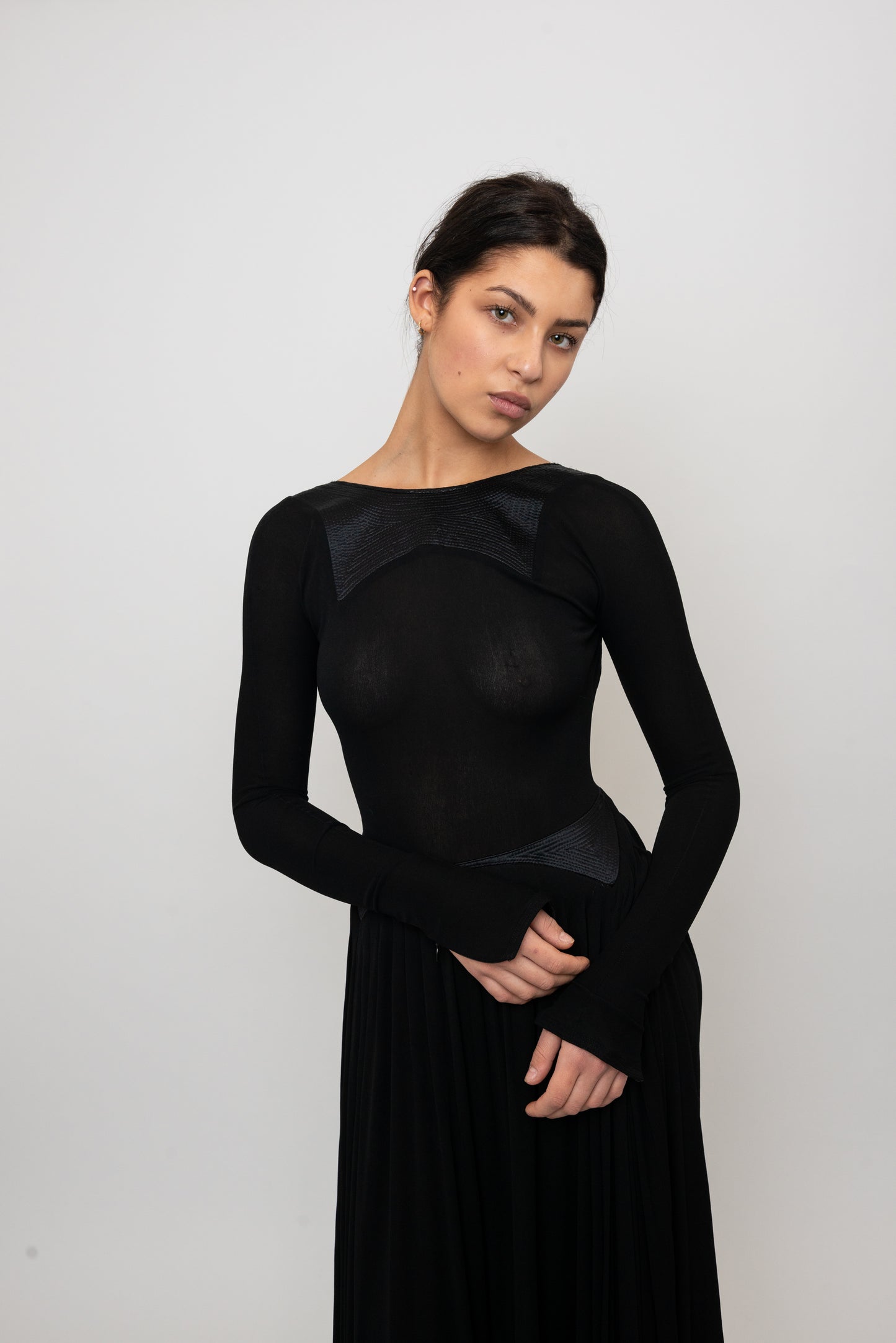 Geoffrey Beene Fall/ Winter 1991 Black Jersey Open Back Evening Gown