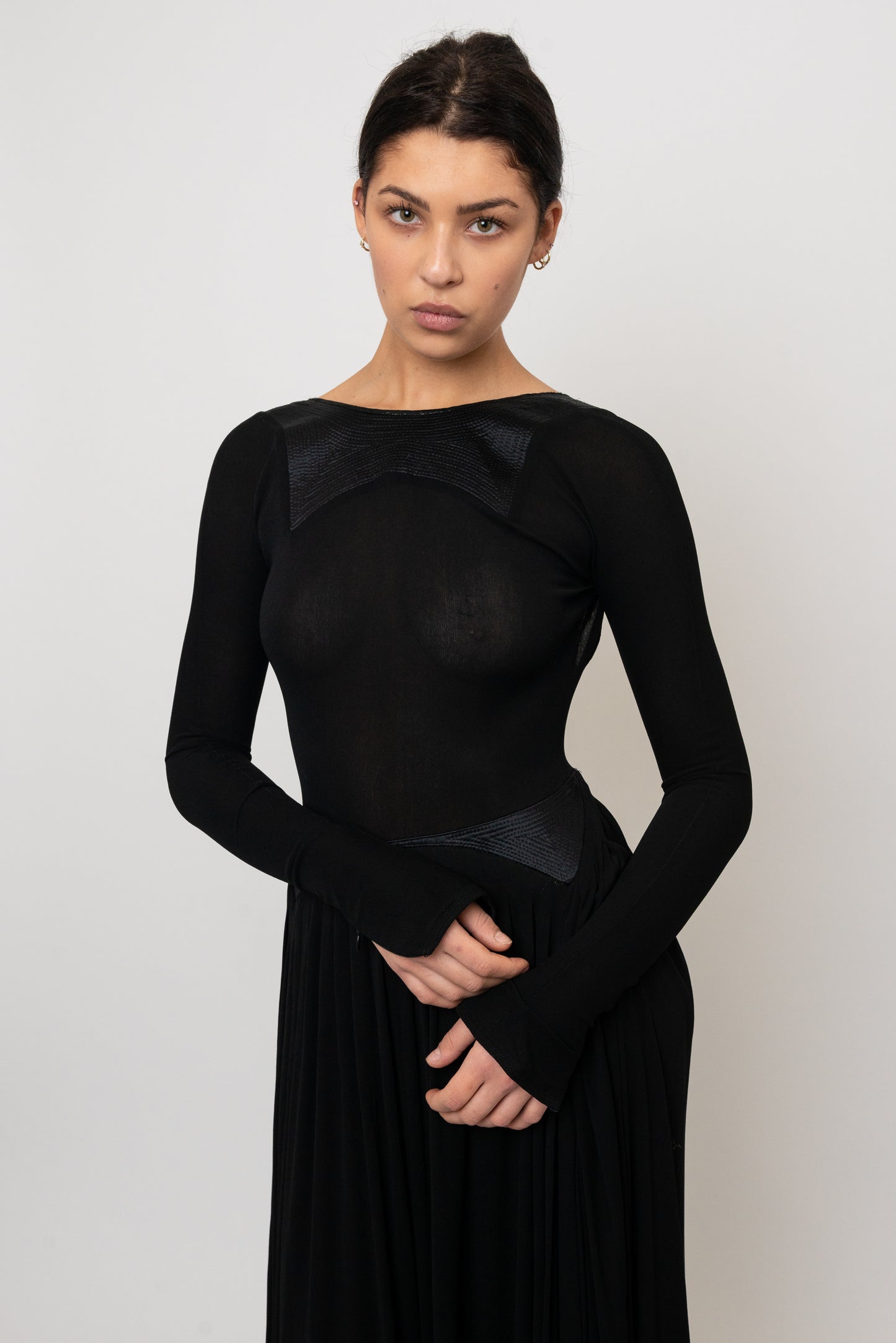 Geoffrey Beene Fall/ Winter 1991 Black Jersey Open Back Evening Gown